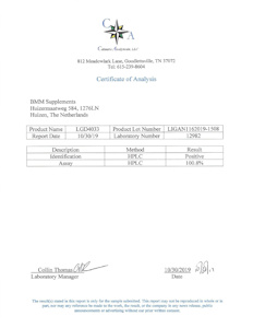 Certificate of Analysis of LGD4033 2