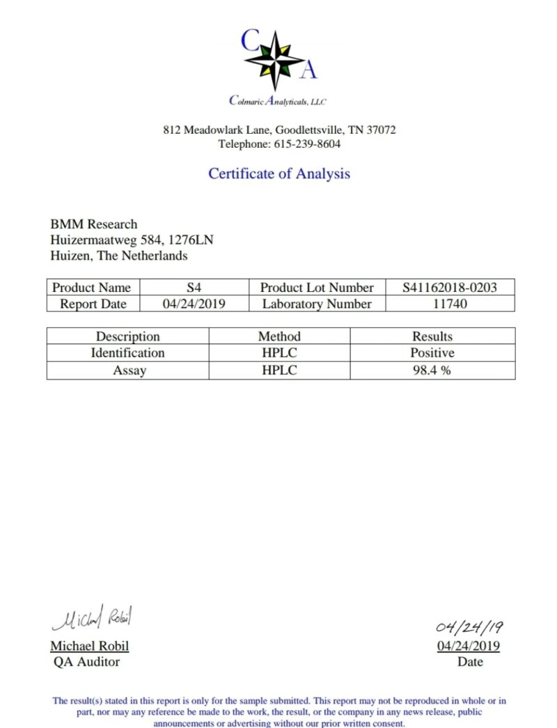 S4 - Certificate of Analysis -1