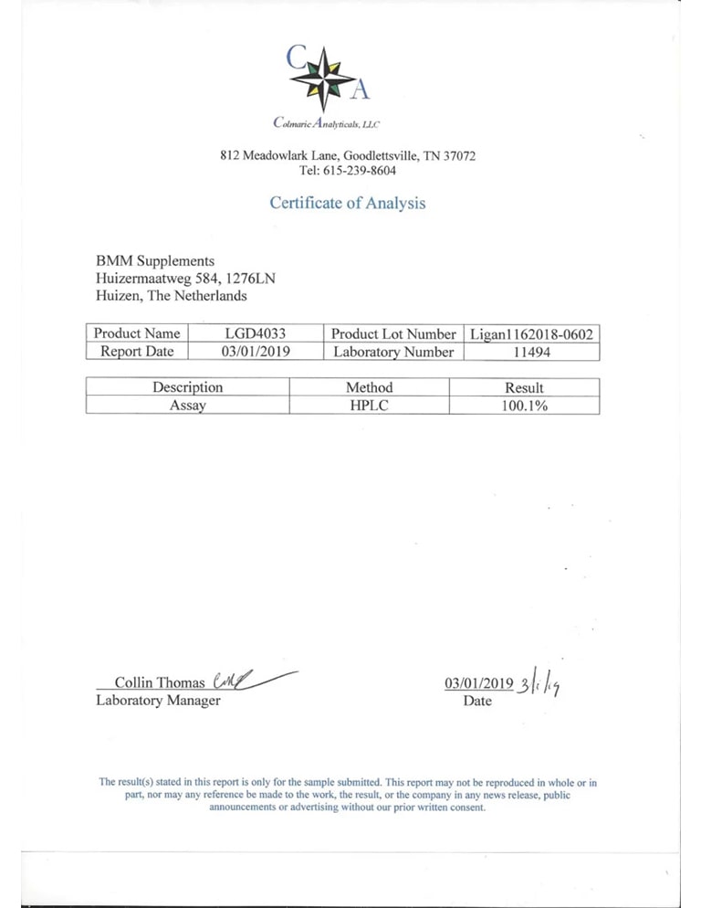 Certificate of Analysis - Ligan1162018-0602- 2